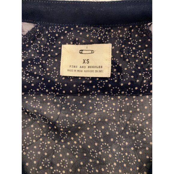 Pins & Needles Navy Blue Sheer Babydoll Lace Poka Dot Print Dress XS - Picture 5 of 8